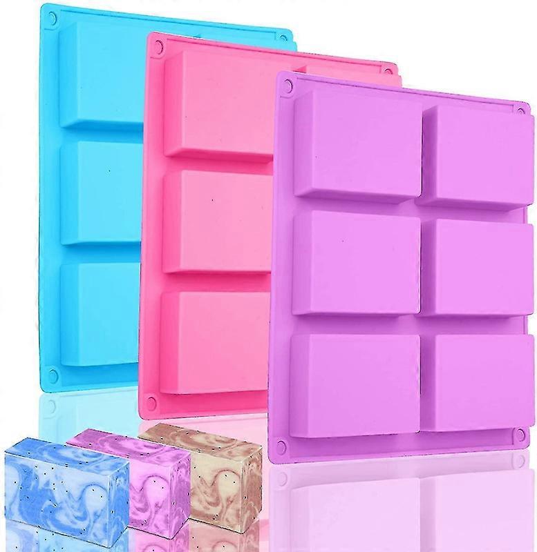 3 moldes de silicone para sabonete, molde de silicone retangular com 6 cavidades