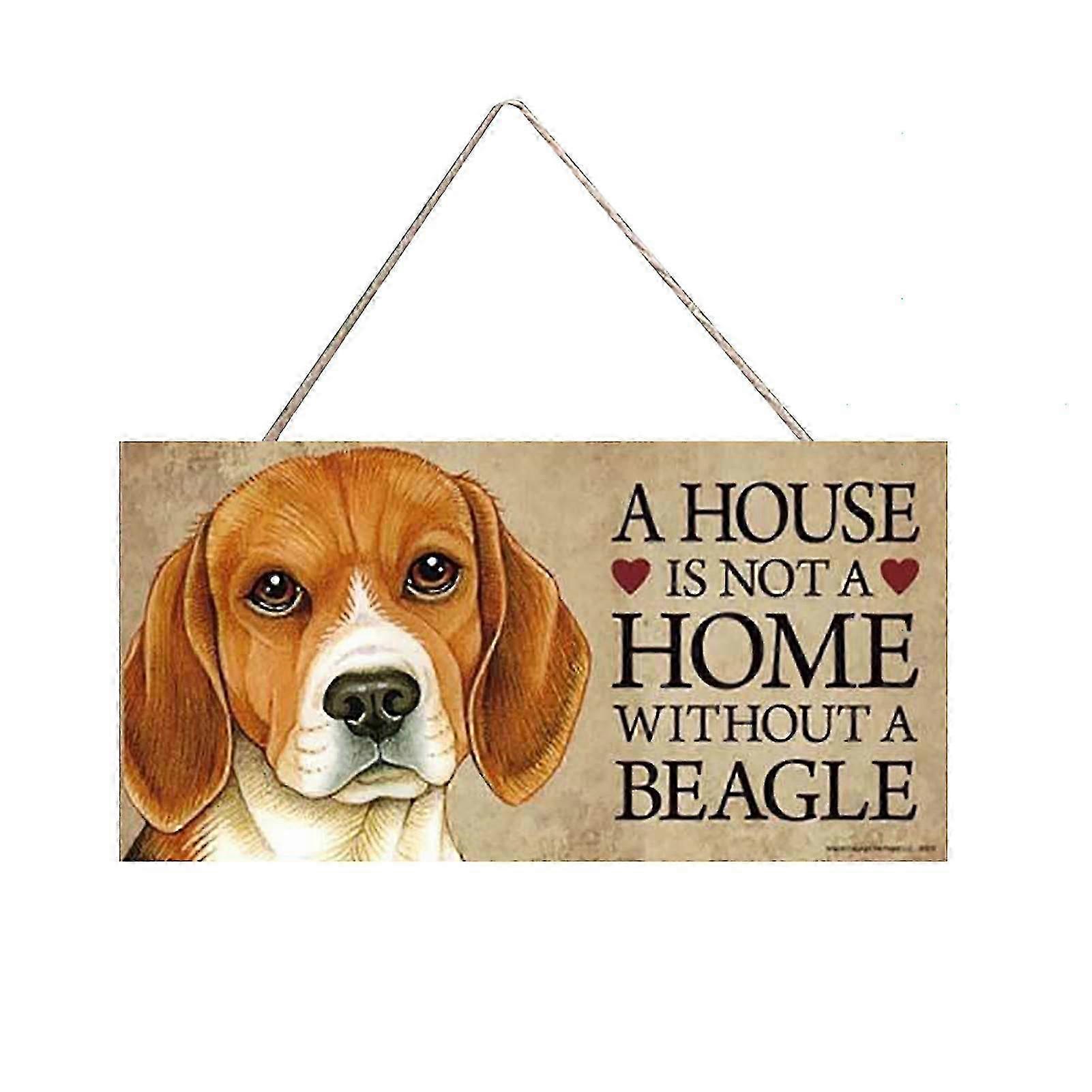 Wooden Rectangular Dog Sign - Hanging Pet Tag for Front Door, Fence & Yard