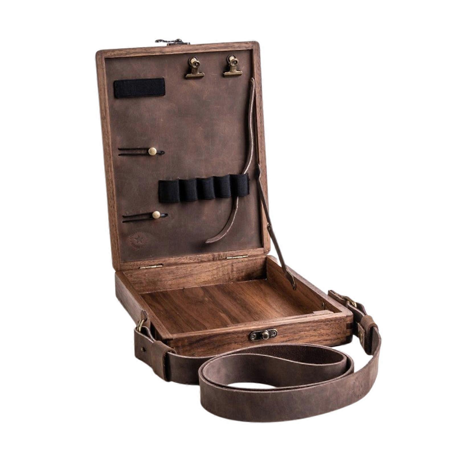 Writer Tool BoxWooden Writers Messenger Storage Box Pen Storage Box ArtistBrush Retro Decorative Portable Shoulder Bag
