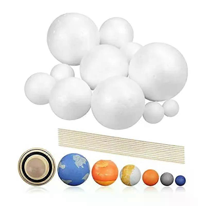 Solar System Project Kit  PlanetModel Crafts 14 Mixed Sized Polystyrene Spheres Balls for School Science Projects