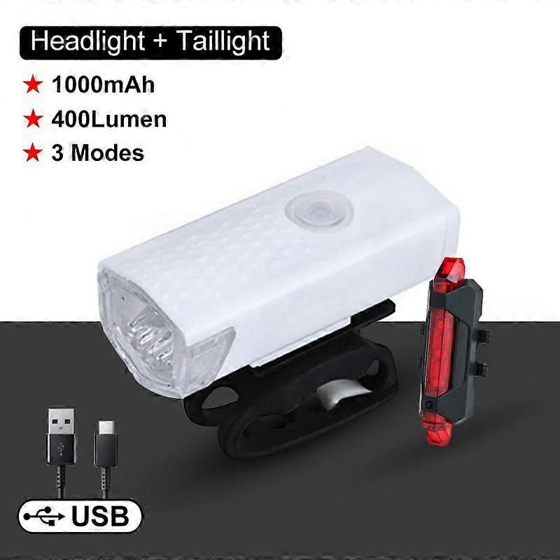Bike Front Bicycle Lights Rear Taillight Rechargeable Headlight LED Flashlight Lantern