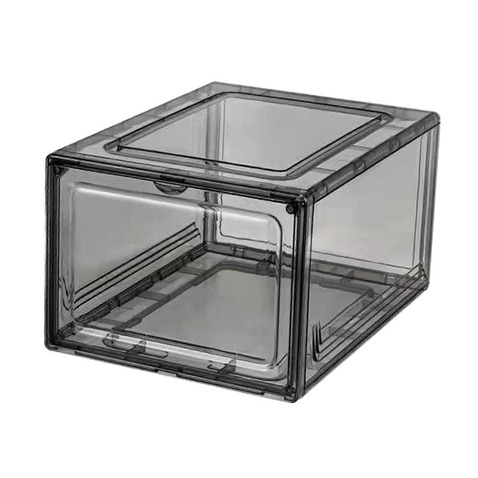 Plastic Display Shoe Box Drawers Foldable Holders Stackable Shoe Organizer Clear