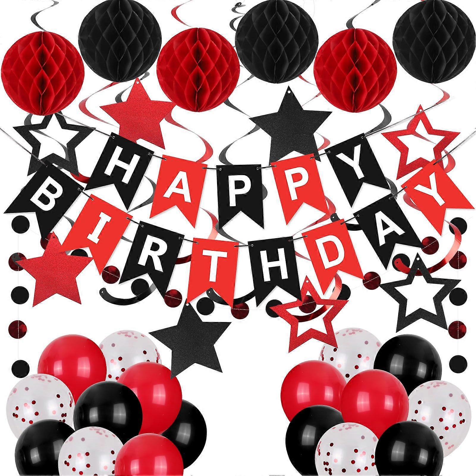 1 set Red & Black Birthday decorations for women