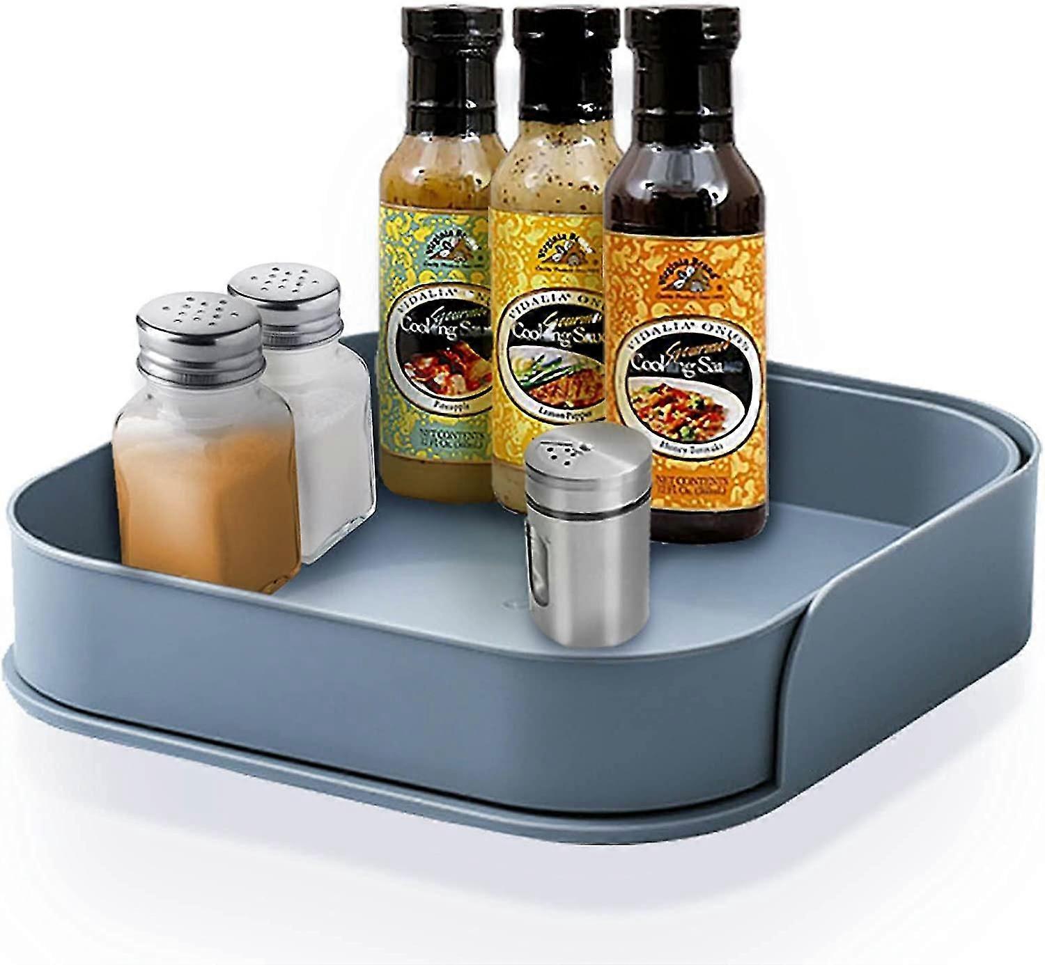 Rotating Spice Rack Lazy Susan Turntable for Cabinet Fridge Kitchen Office (Gray)