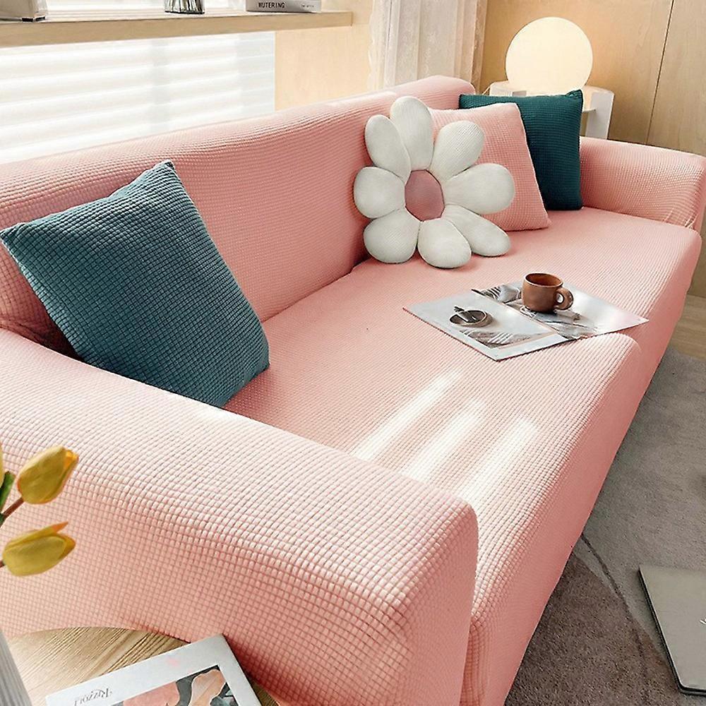 Elastic Sofa Cover Full Coverage Solid Color Slipcover Protector Sleeve Size S ( for 90-140cm )-Pink