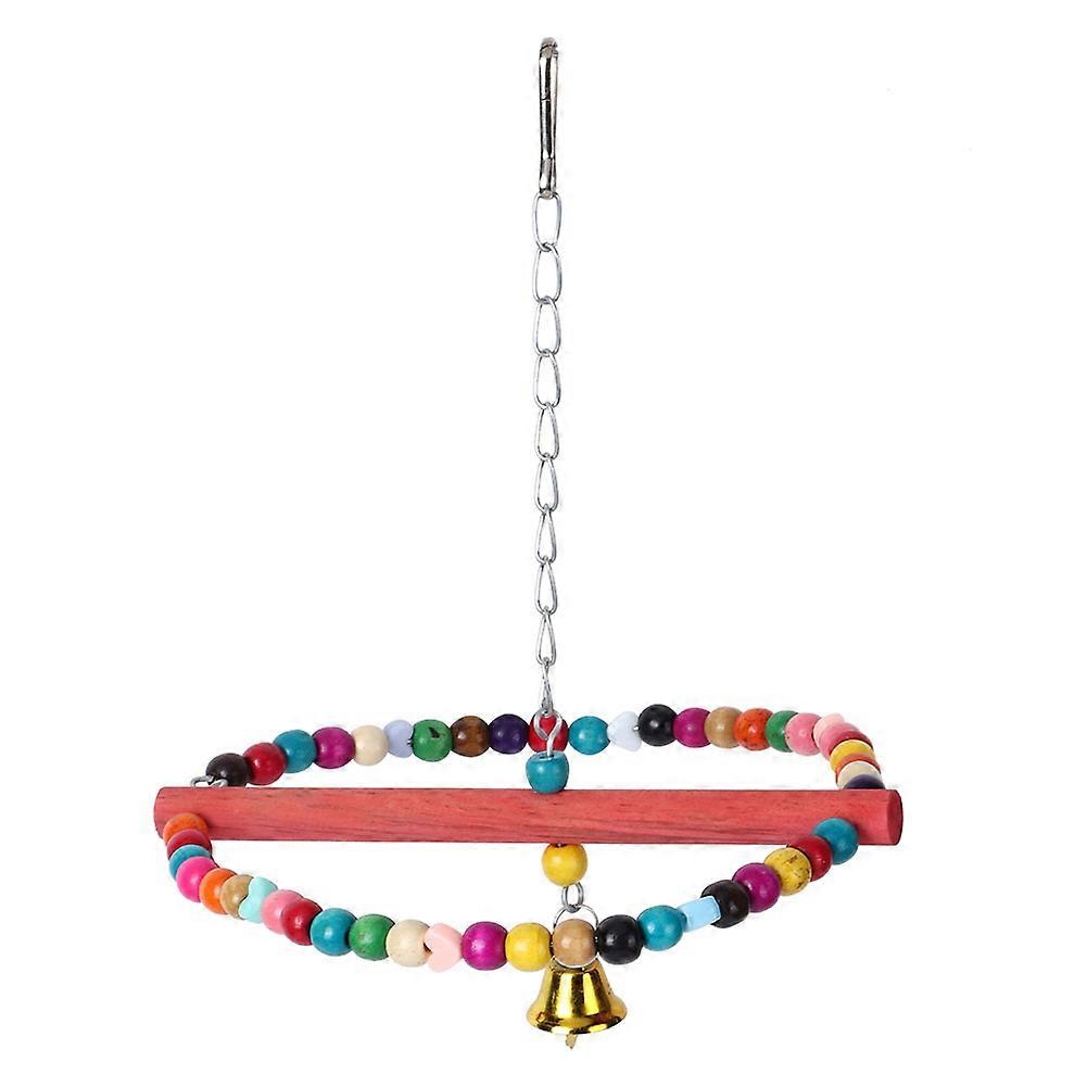 Pet Colorful Ring Round Swing Stand Pole Toy Biting with Hook for Bird Parrot