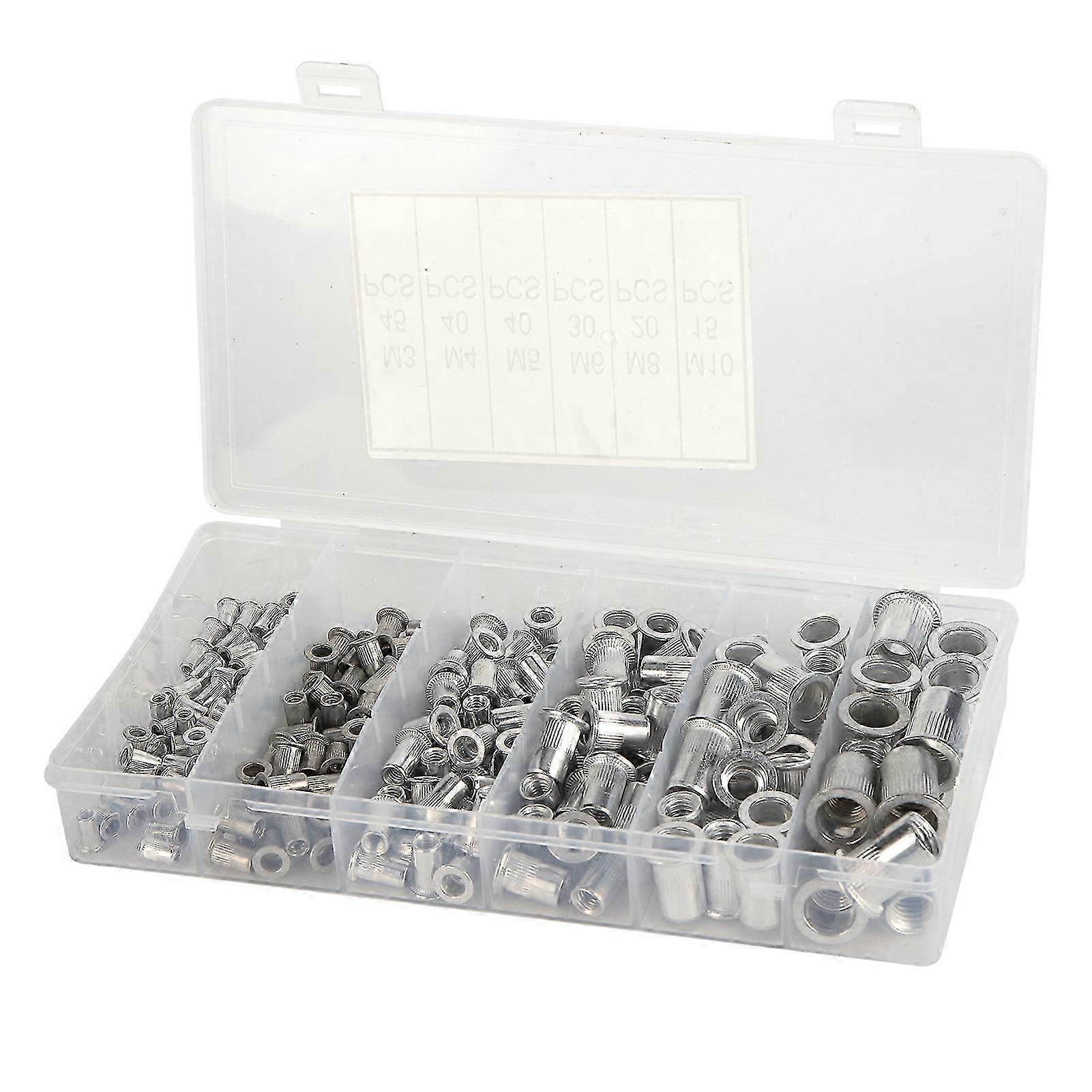 190Pcs Aluminum Rivet Nuts Easily Fix Not Deformed AntiRust Flat Head Design Rivet Nut Set for Car Furniture Decoration