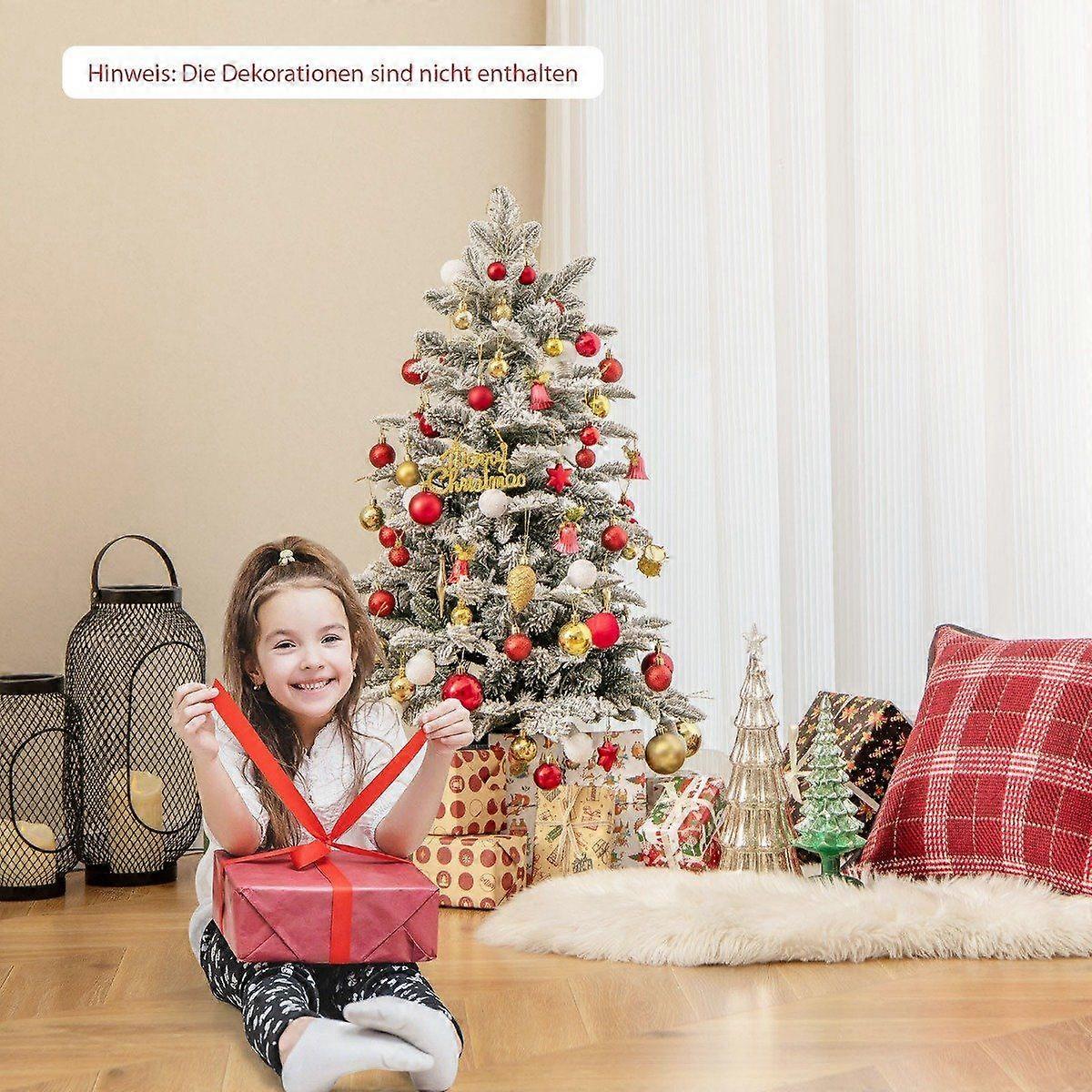 100cm Artificial Christmas Tree Flocked Tree with 80 Multi-Colored LED Lights