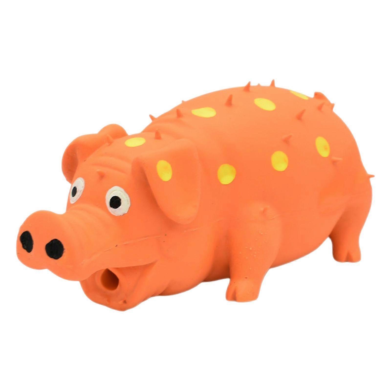 Dog Chew Toy, Pet Interactive Durable Rubber Grunting Pig Squeaky Dog Toy