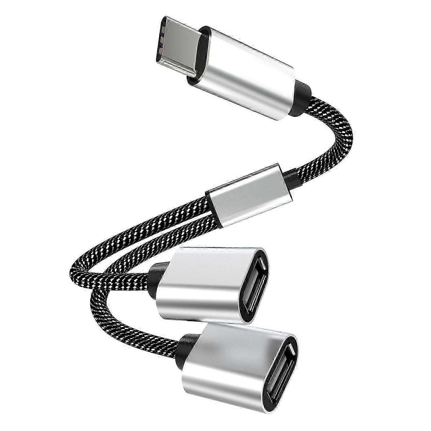Type A Type-c To Dual Usb 2.0 Female Adapter Usb-c Otg Splitter Y Cable Converter