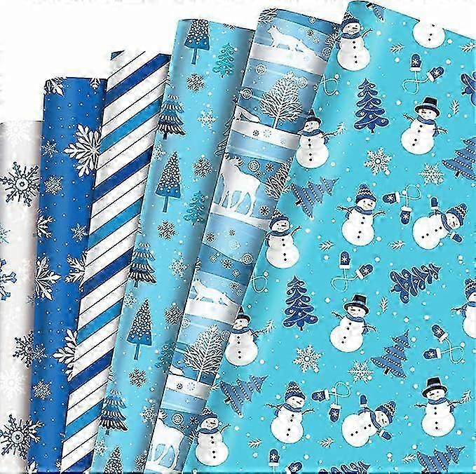 lyroiphic Christmas Wrapping Paper - 12 Sheets (50 x 70 cm) Christmas Paper with Christmas Tree, Santa, Snowman, Snowflake - DIY Craft Paper for Gift
