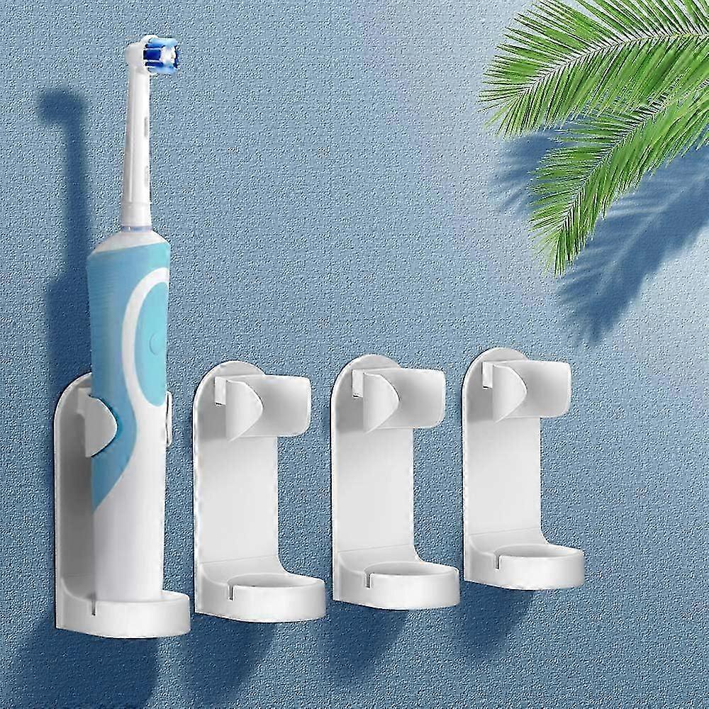 Electric Toothbrush Holder, Multifunctional Wall Mounted Plastic Self-Adhesive Toothbrush Storage Rack 4pcs