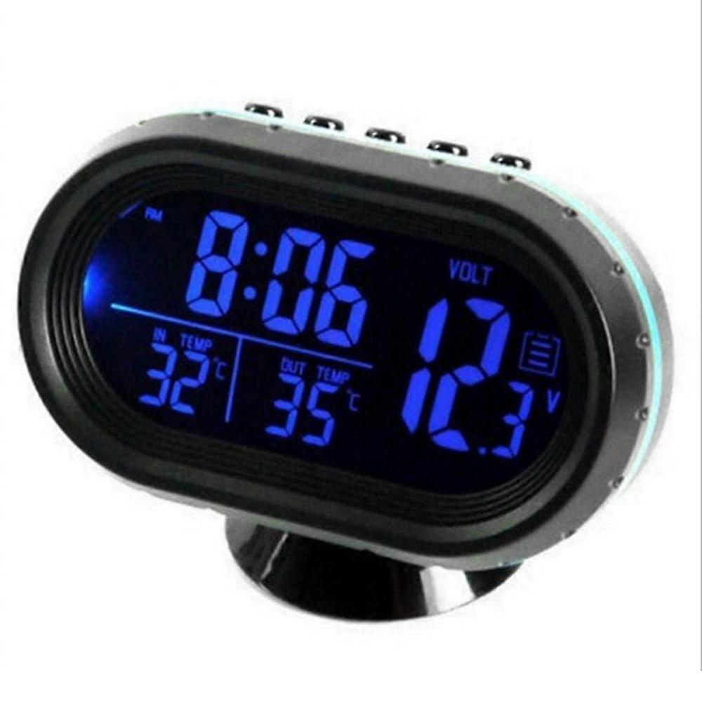Car Digital Thermometer Clock for Car Dashboard - LCD Temperature Display, 12/24 Hour Format, Compact Design, Universal Fit