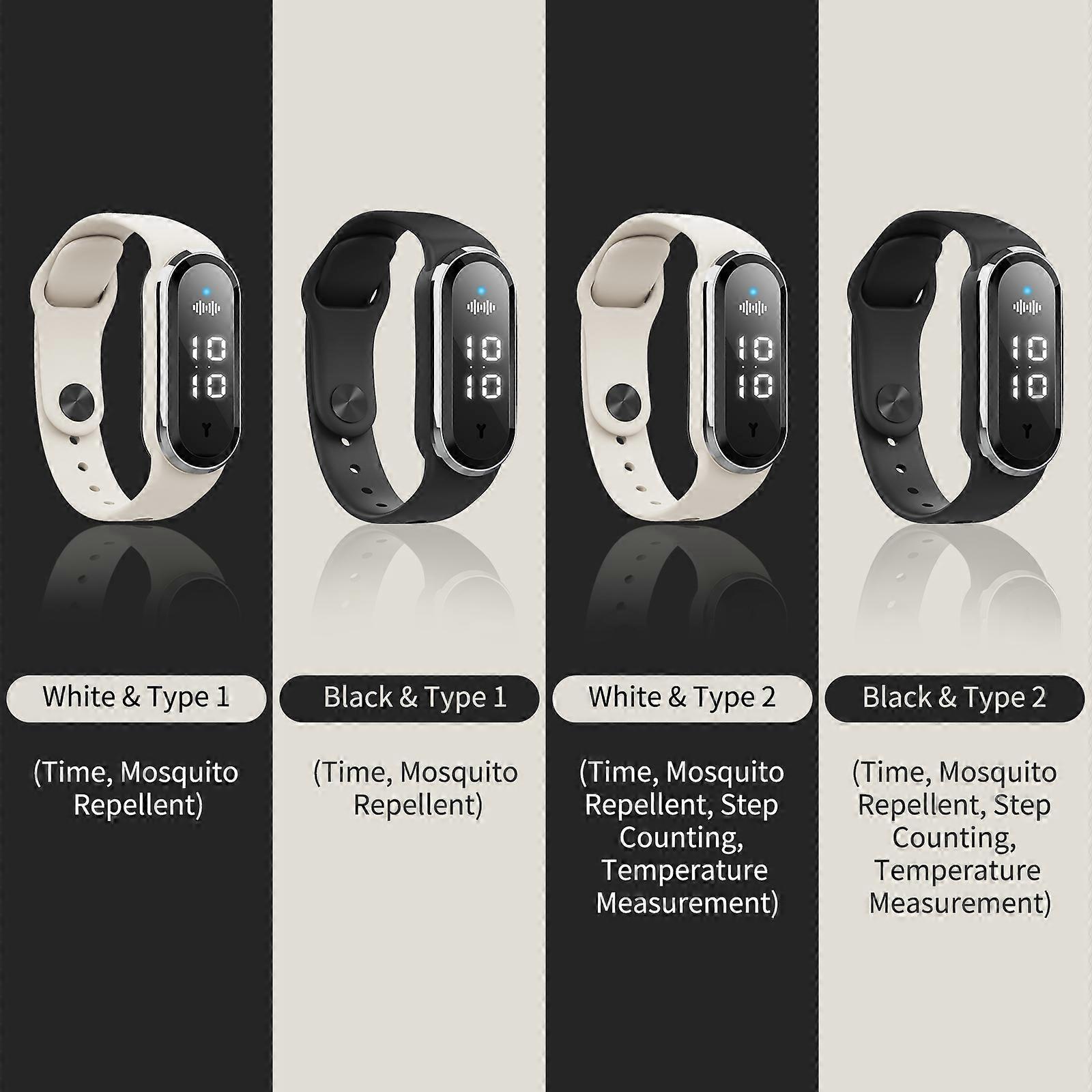 Ultrasonic Mosquito Repellent Bands Non-Toxic Deet Free Bug Insect Repellent Band Reusable Long Protection Support Clock