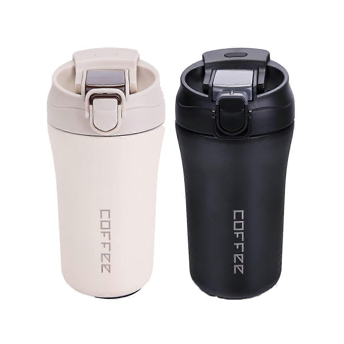 2pcs Creative Double Drinking Straw Cup - Black + White