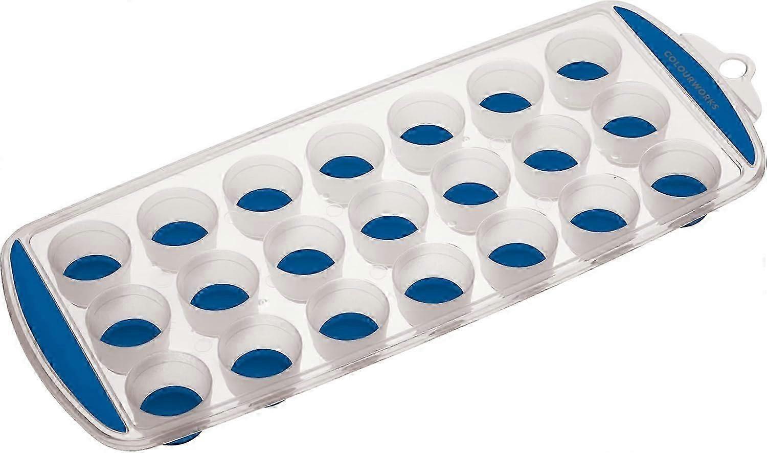 Ice Cube Tray with Silicone Base, 21 Pop Out Ice Cubes, 11.9 x 29.9 x 2.5cm, Blue