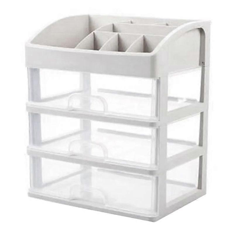 1pc Transparent Plastic Four Layer Three Drawer Desktop Drawer Style Cosmetic Storage Box Dressing Table Storage Rack