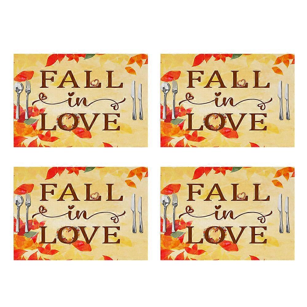 Autumn Table Mats, Durable Placemats for Home Dining Decor with Vibrant Patterns, Water Resistant Linen Material Ensures Easy Care, Reusable Linen