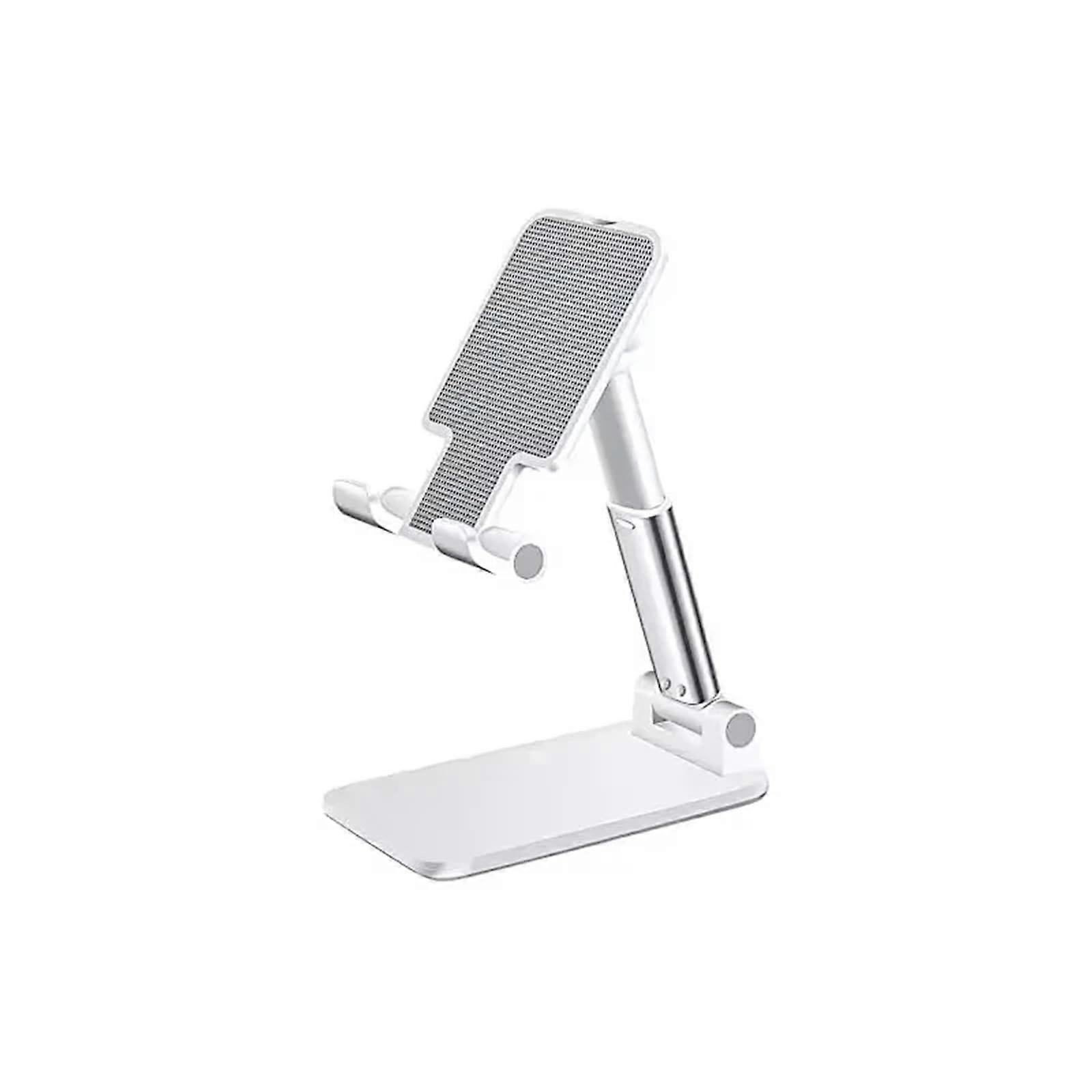 Desktop Phone Holder Adjustable Height Universal Table Stand for Smartphones, Freely Raised and Lowered, White Finish