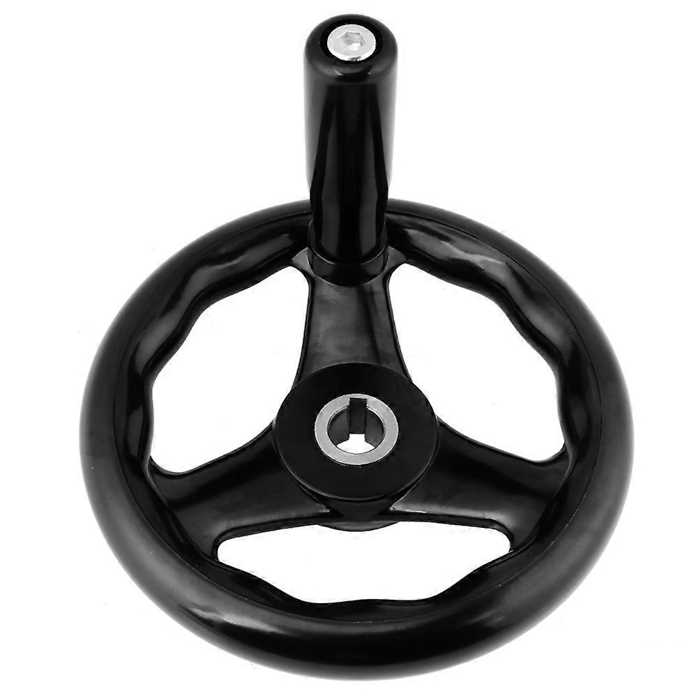 1pc Replacement 3 Spoke Hand Wheel 6.2" Diameter Round Black for Machine Tool with Handle