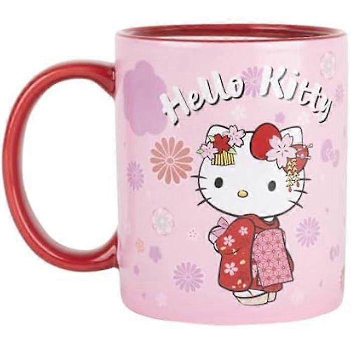 Taza termo-reactiva - KONIX - Hello Kitty - 320 ml - Rojo - Diseño kimono