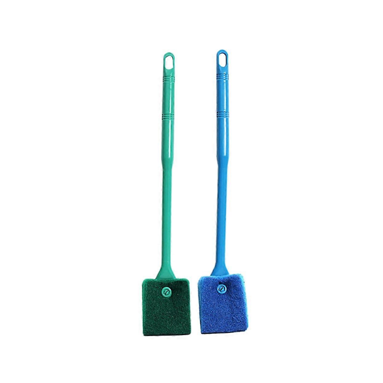 Fish Tank Accessories - 2 Piece Aquarium Brush Cleaning Set with Sponge Scraper and Long Handle for Filter Maintenance