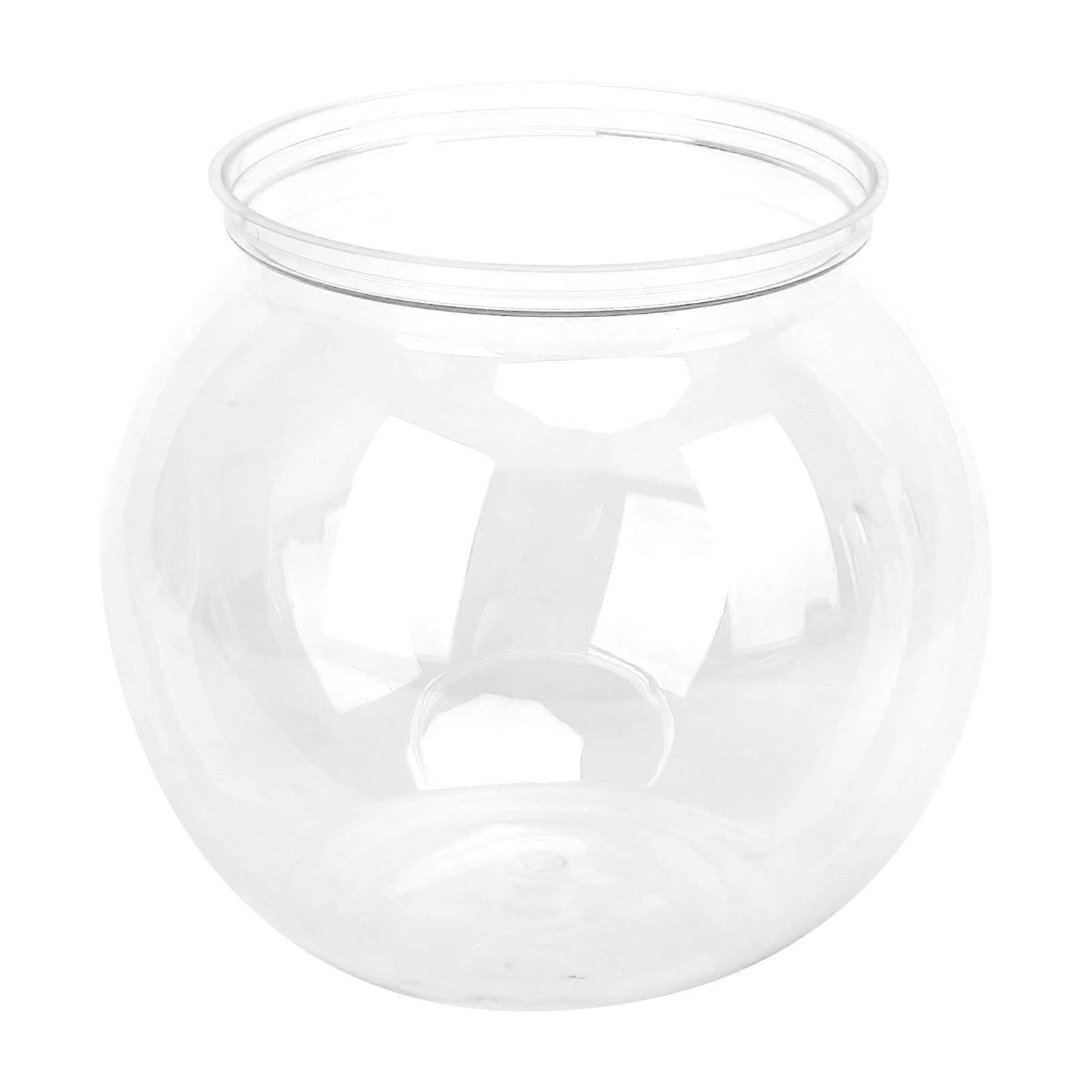 Mini Fish, Transparent Plastic Fish Bowl Betta Fish Plant for Desk Bookshelf (Large)