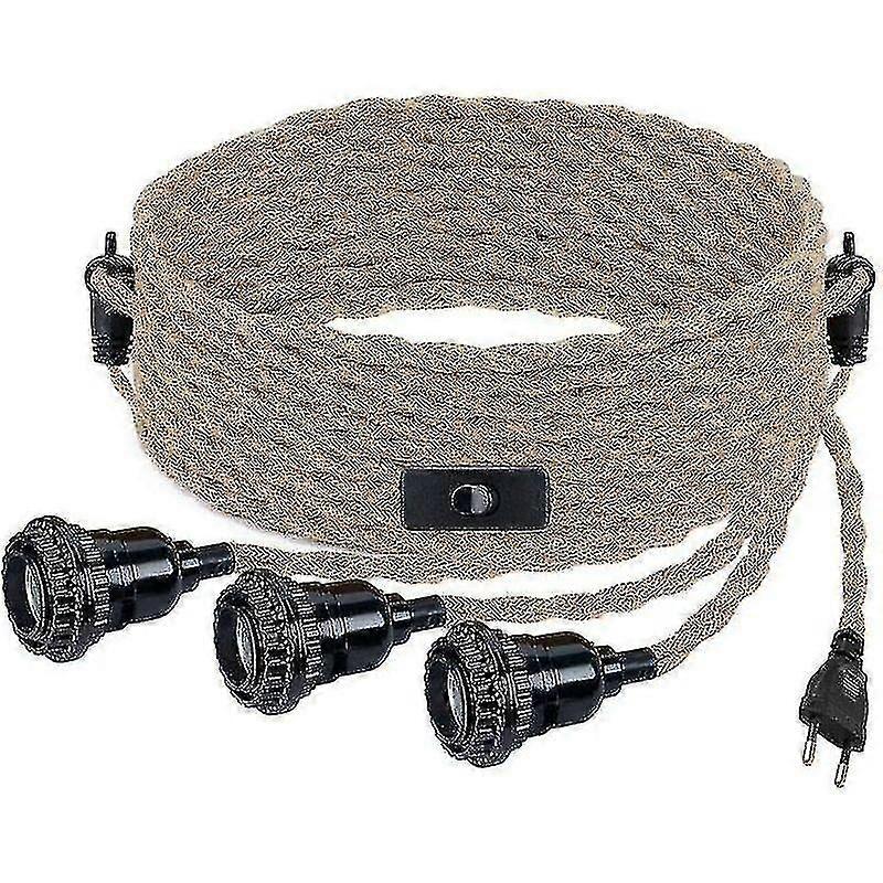 Textile Cable Hanging Lamp - DIY Retro Pendant Light with Switch & Plug