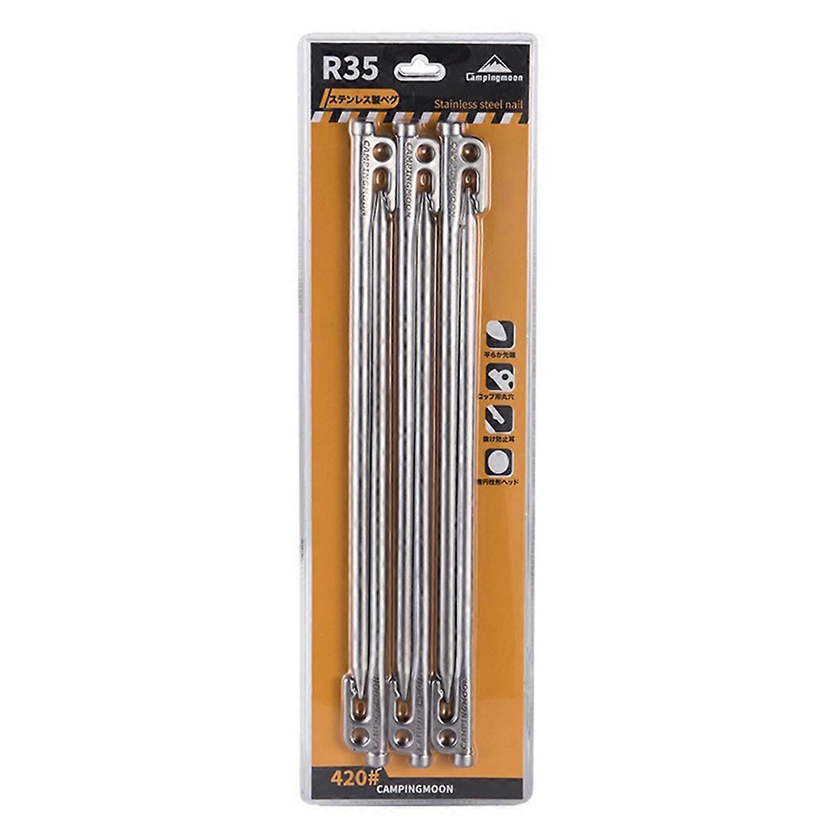 Campingmoon Heavy Duty Steel Tent Stakes Pegs with Hook R35-6