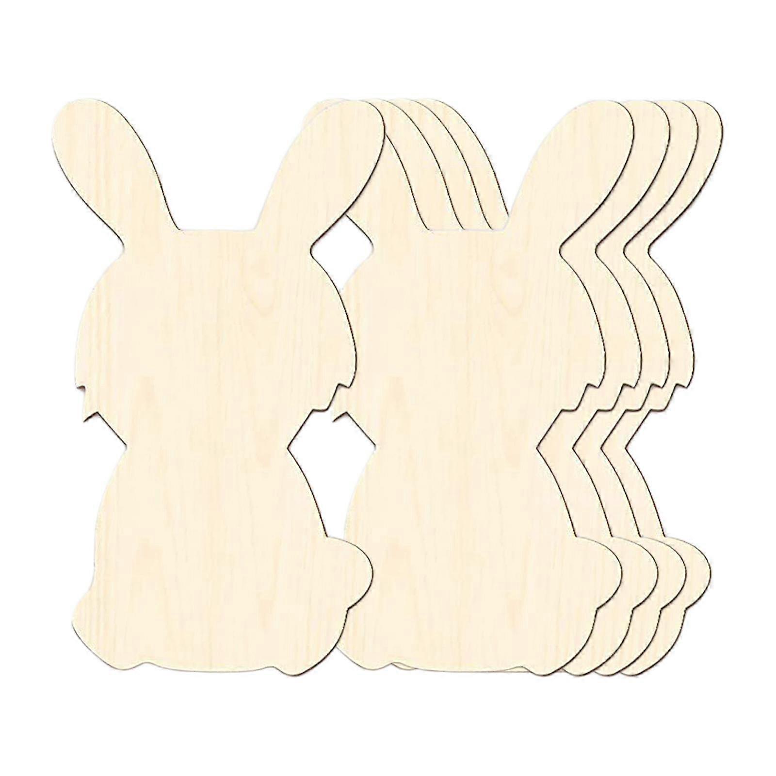 5Pcs Easter Wooden Bunny Cutouts for Easter DIY Craft Classroom Easter Decor