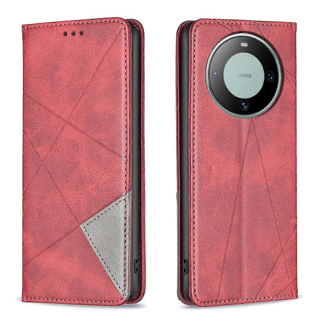 Rhombus Texture Magnetic Leather Phone Case