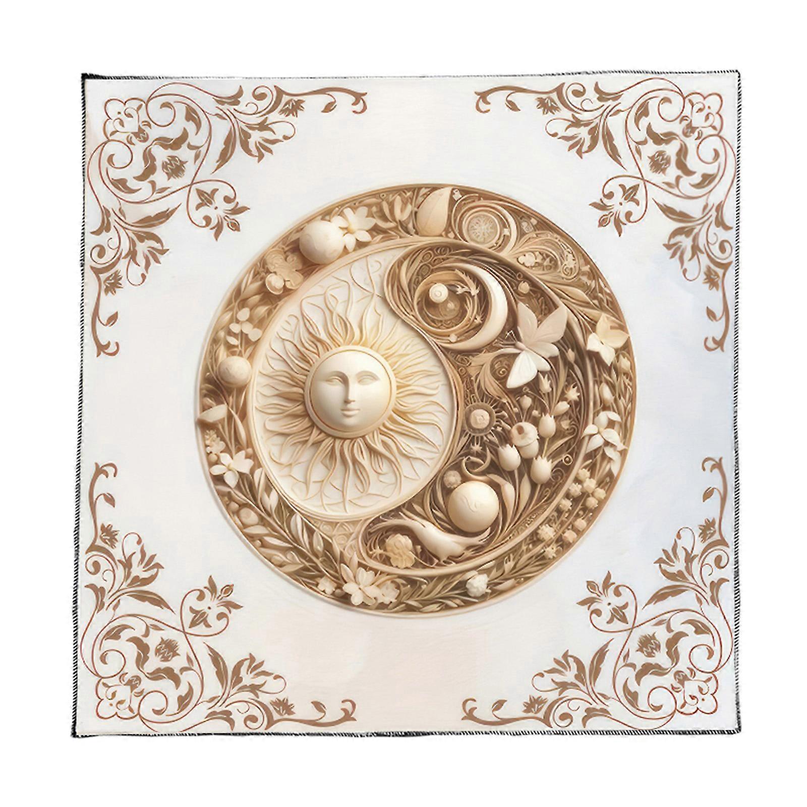 Sun Flower Pattern Astrology Tablecloth Altars Cloth Square Divinations Card Table Cloth Witchcrafts Deck Cloth 75x75cm