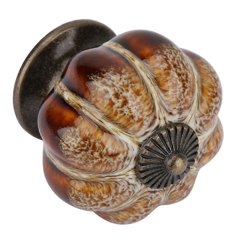 European Ceramic Pumpkin Door Knobs Cabinet Handles Single Hole Cupboard Drawer Pulls (White)