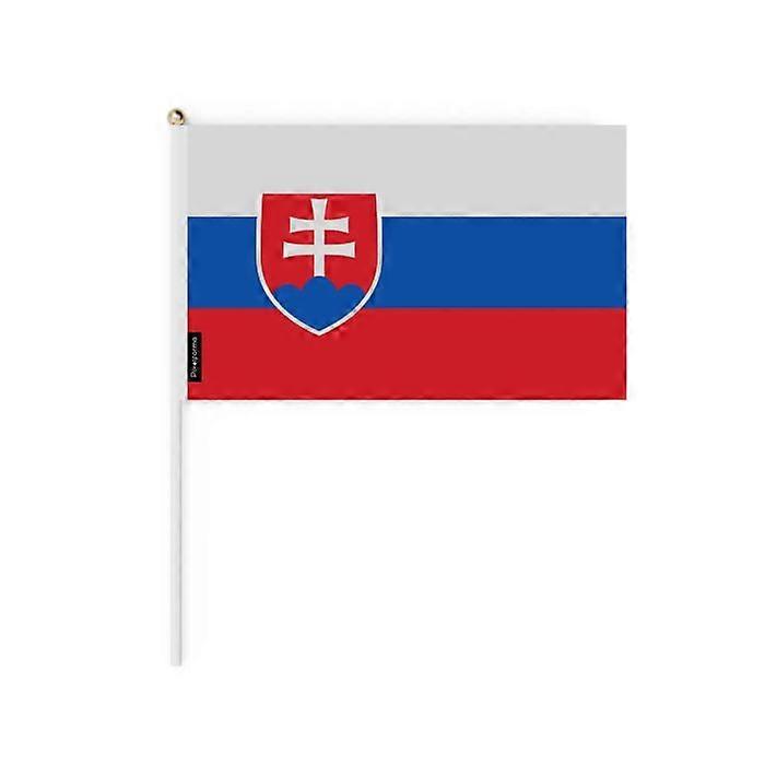 Set of Mini Flags – Slovakia – 14 x 21 cm – Handheld – Polyester - 50 pieces