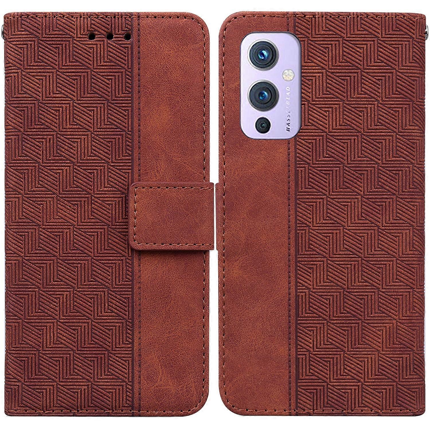 For OnePlus 9 Geometric Embossed Leather Phone Case