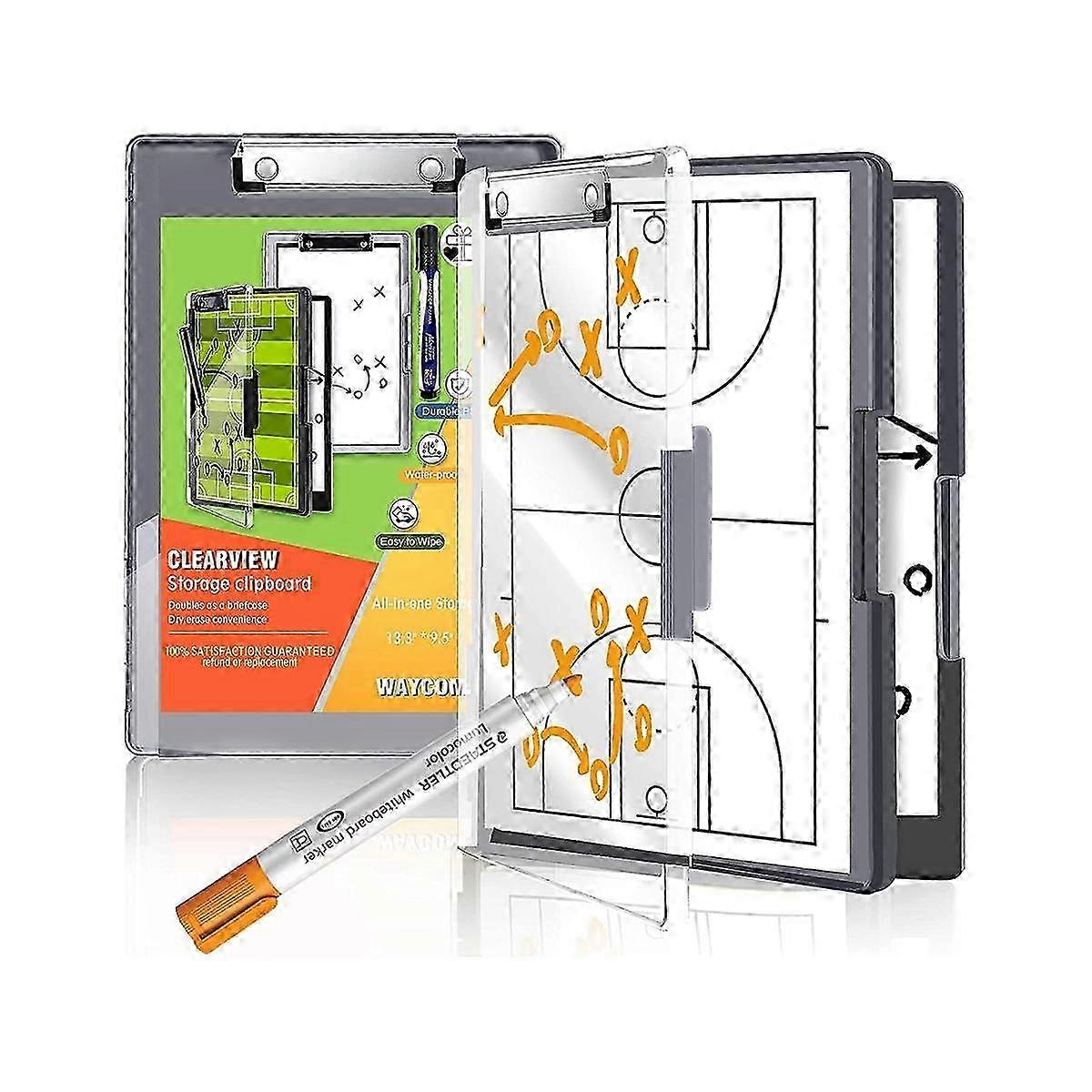 Prancheta A4 com 2 Compartimentos de Armazenamento, Organizador de Prancheta de Plástico para Material Escolar de Escritório, 13.3x9.5 Polegadas