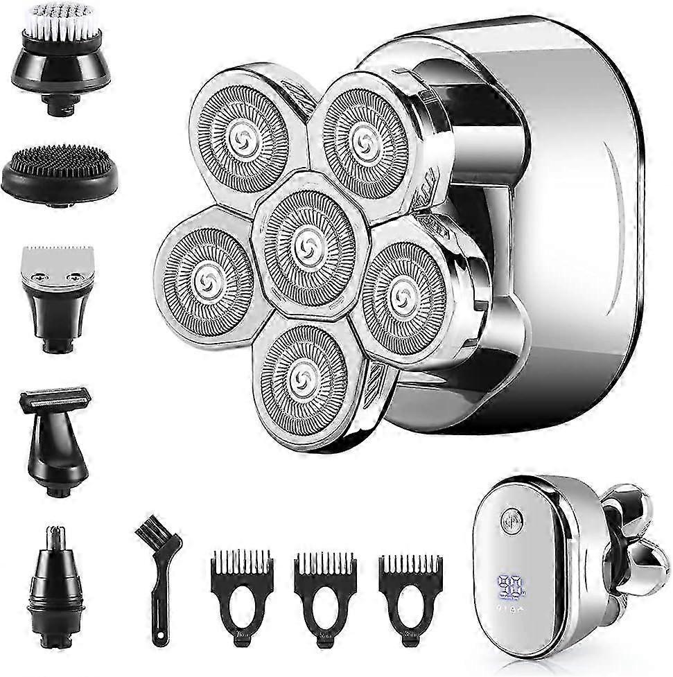 Electric Shavers Men, Rechargeable Electric Shaver Bald Head Shaver USB Rotary Shaver Cordless Water