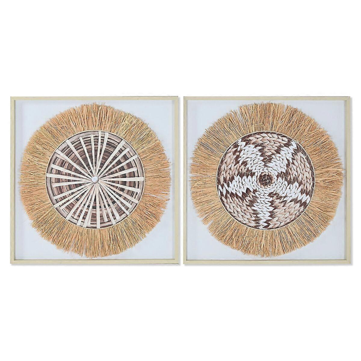Canvas Home ESPRIT White Natural Boho 60 x 3 x 60 cm (2 pieces)