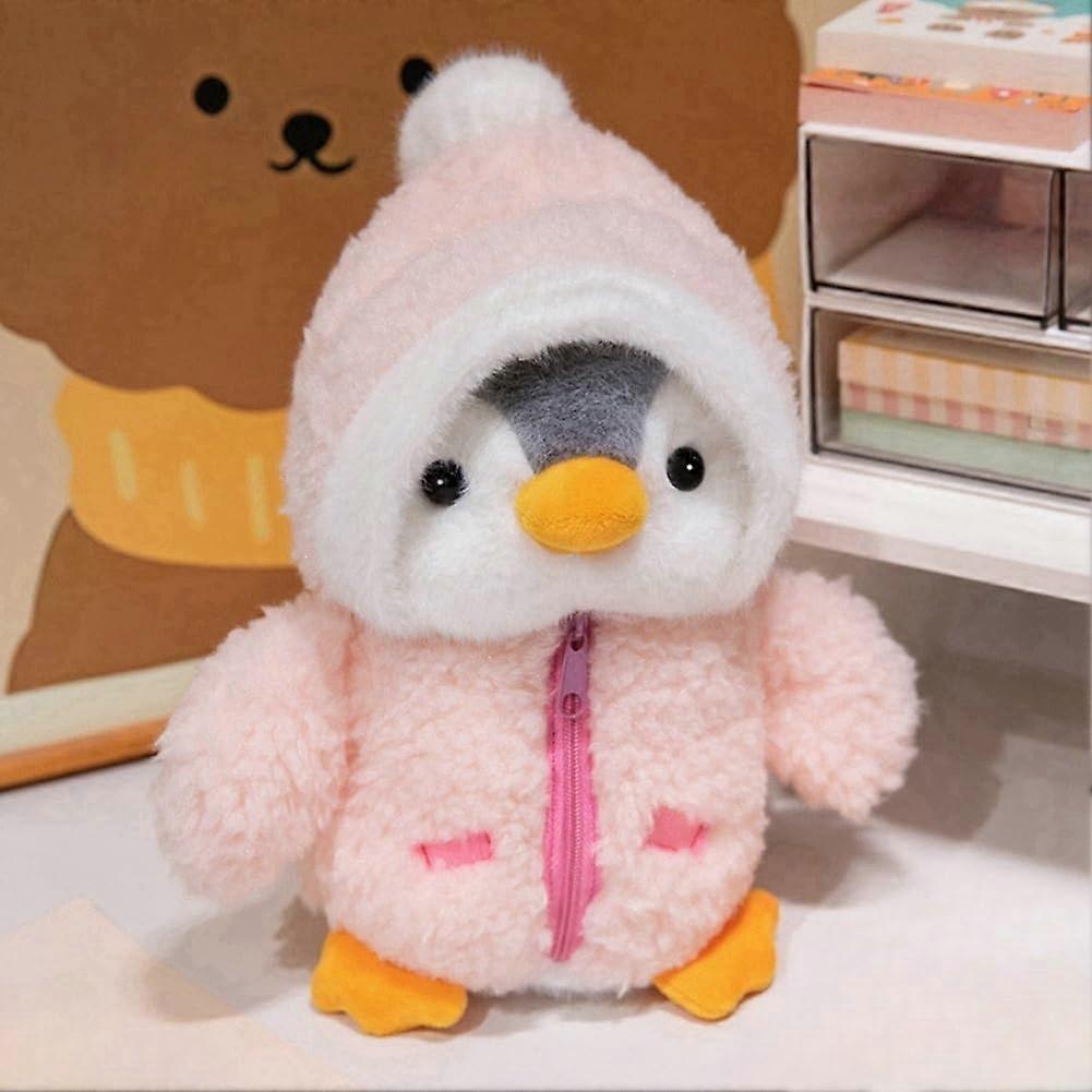 Plush Penguin Stuffed Animal 9.8-Inch Pink Penguin Plush With Fleece Jacket And Hat