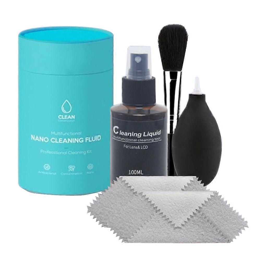 5 in 1 Camera Cleaning Kit, Professional DSLR Lens Cleaning Tool with 100ml for Nano Cleaning Fluid for CCD Sensor Lens