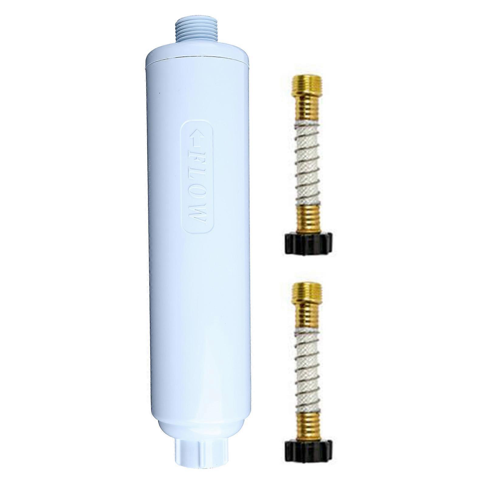RV Marine Water Filter with Flexible Hose Protector Protects Against Bacterias Reduces Bad Taste Odors in Drinking Water Blue