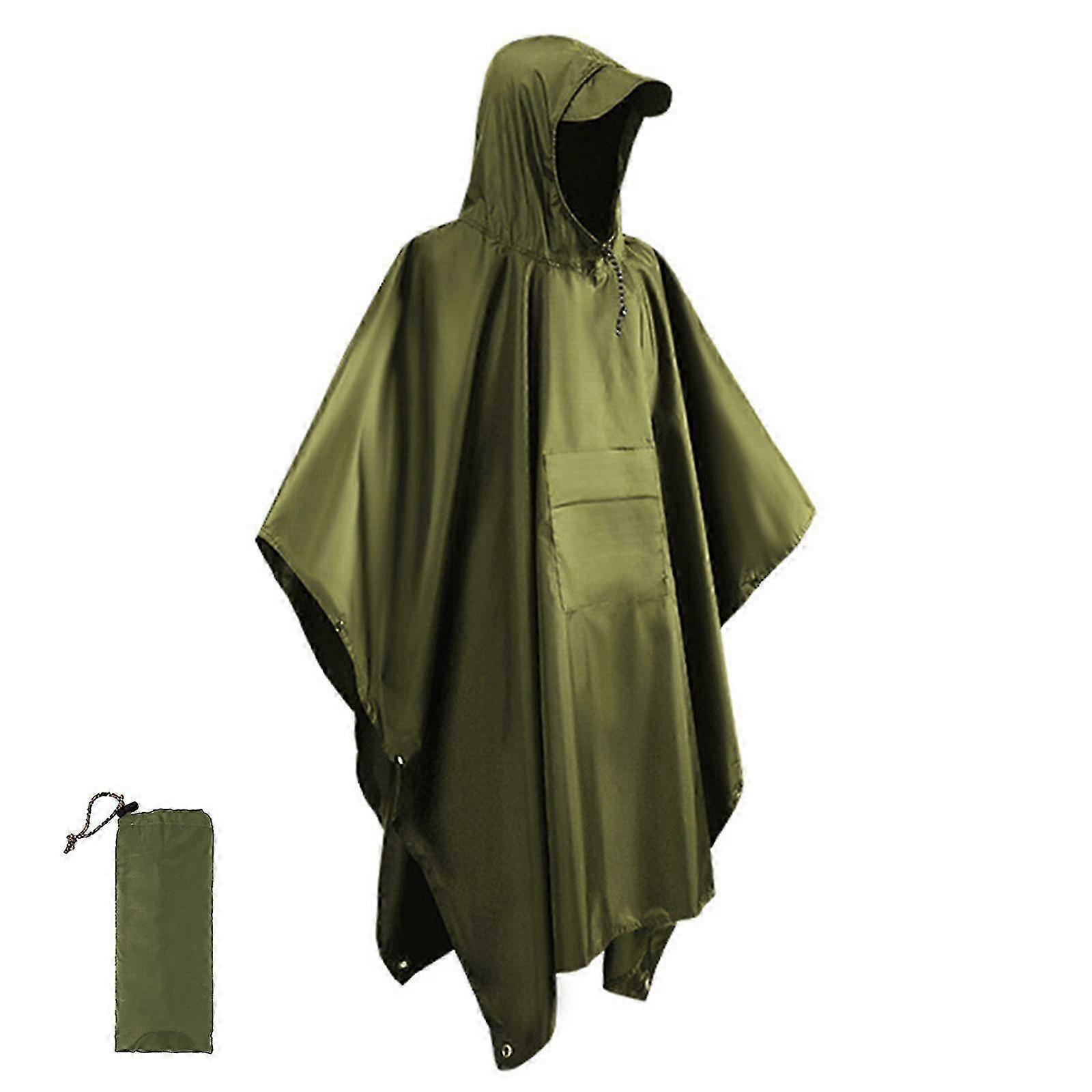 Στρατιωτικό Στυλ Πόντσο - Ripstop Camo Αδιάβροχο Αδιάβροχο με Κουκούλα για Εξωτερική Χρήση &; Επιβίωση