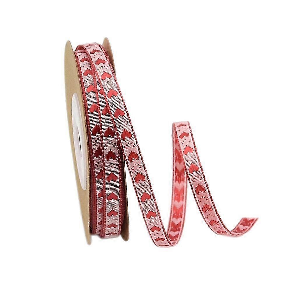 1 Roll of 10M Ribbon Heart Printed Polyester Packing Rope Valentine's Day Gift Wrapping Pattern 1