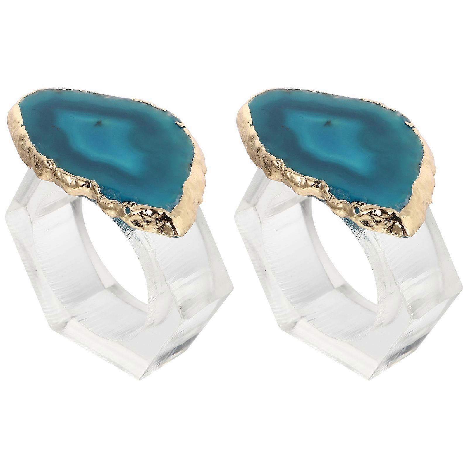 2pcs Agate Napkin Rings Creative Buckle Decor for Dining Table Restaurant Stylish Tableware Accessory