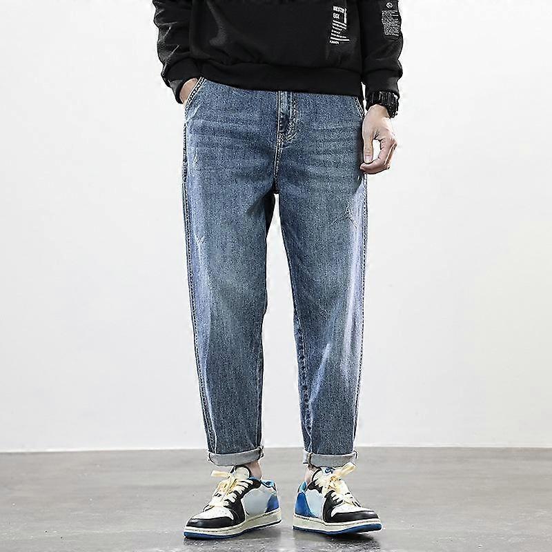 Plus Size Pants Spring Autumn Cotton Men's Straight Lengthen Trousers Loose Harem Jeans