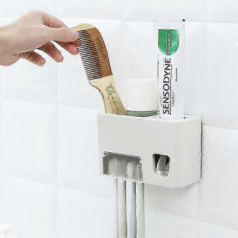 Wandmontierter automatischer Zahnpastaspender und Zahnbürstenhalter Multifunktional