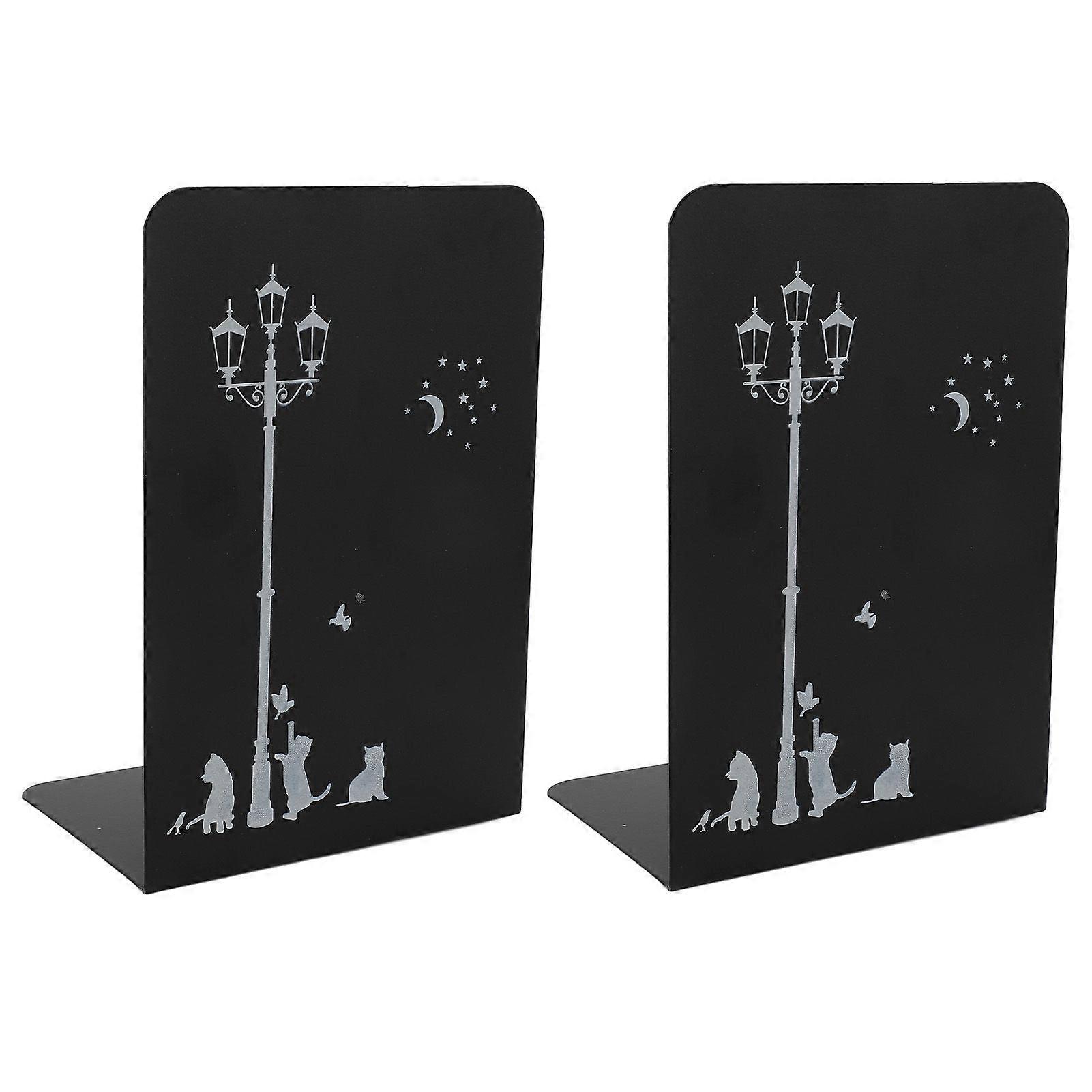 2025年最新モデル2個ブラックメタルブックエンドノンスリップヘビーデューティーブックエンド