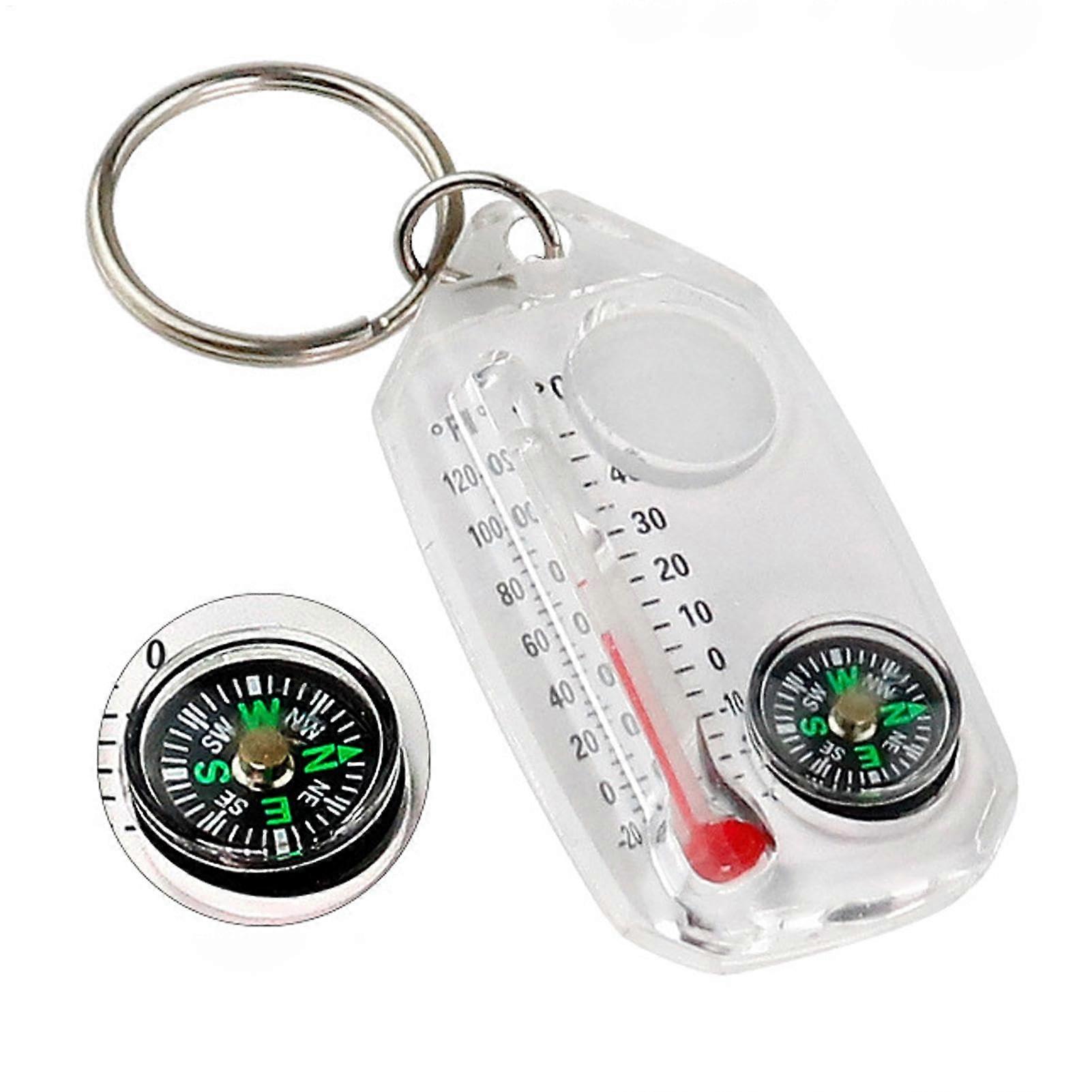 Camping Navigation Device Keychain With Thermometer, Integrated Temperature Sensor, Portable 6 x 3.1 x 1 cm Outdoor Tool