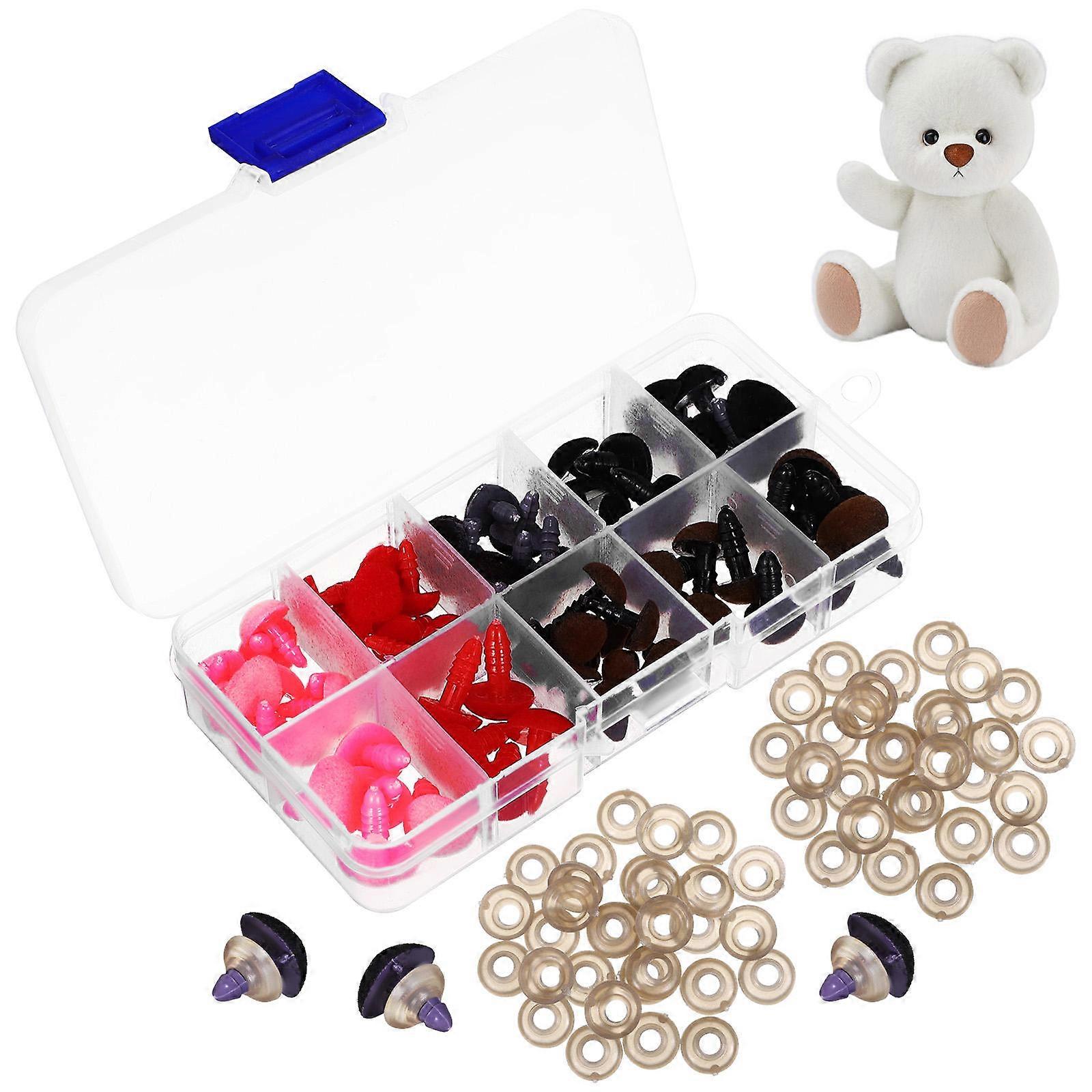 Safety Nose Sets for Dolls, Stuffed Animals, Puppets & DIY Craft Projects Reusable Plastic Nose with Washers for Crochet and Bear Making