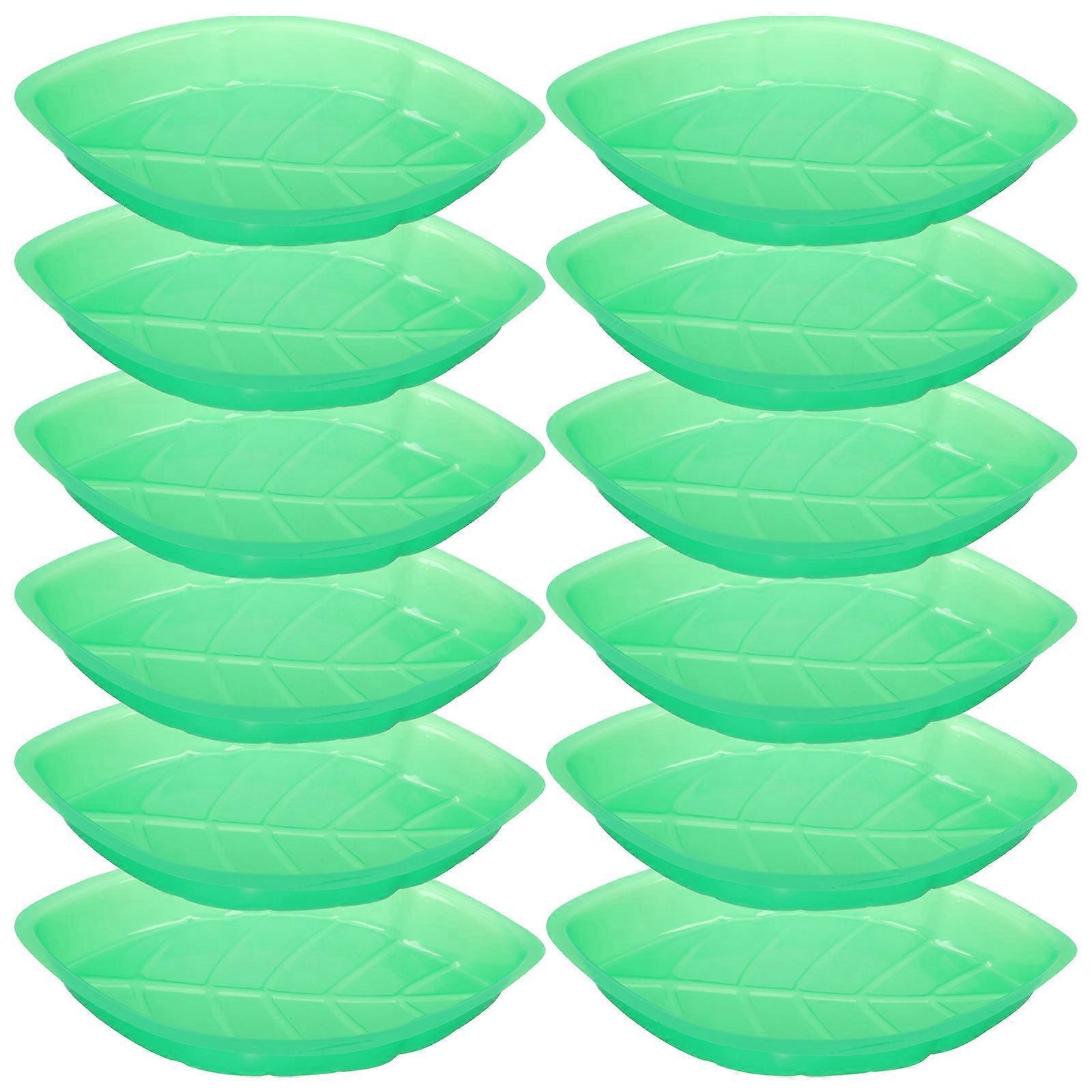 Portafrutta Piccoli Piatti da Portata Riutilizzabili Vassoio a Forma di Foglia Verde Chiaro 30x19cm Puntello per Tiro 12Pz.